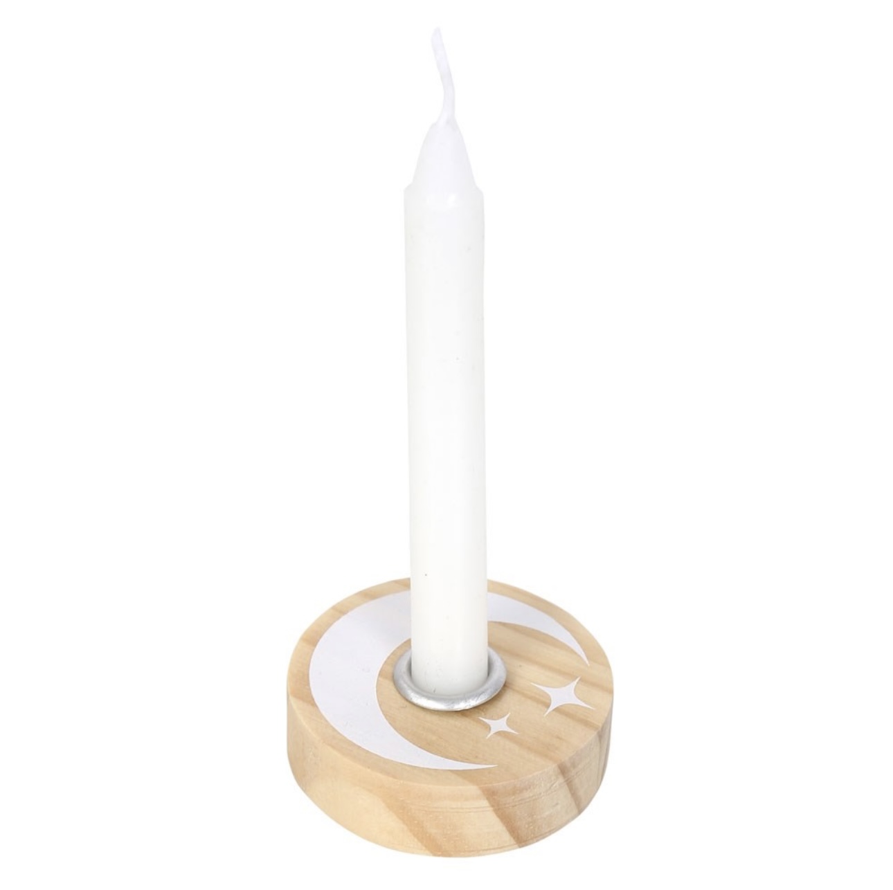 Natural Wooden Pentagram Spell Candle Holder - Pentagram and Mystical Moon - Image 5