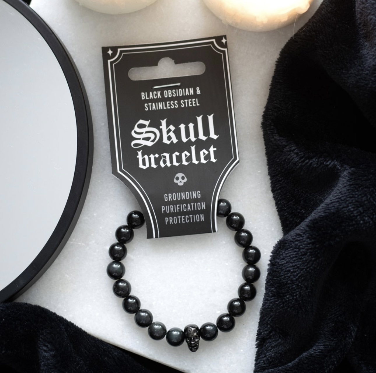 Black Obsidian Skull Bracelet - Image 3