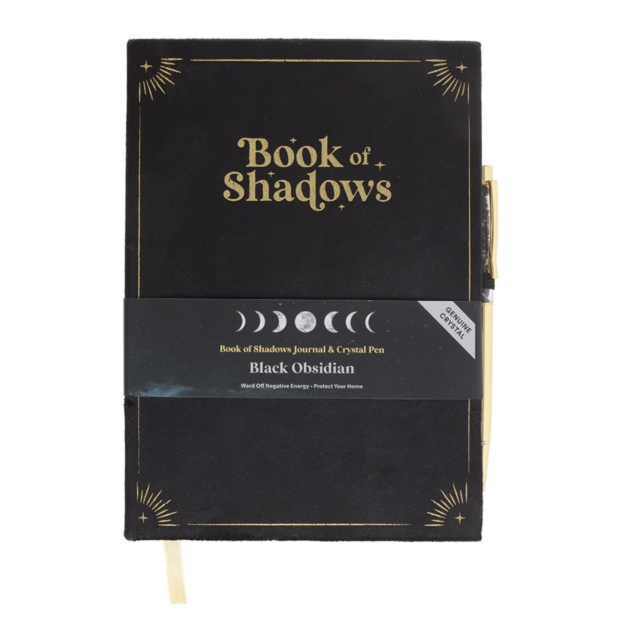 Book Of Shadows Journal With Black Obsidian Crystal Pen - Image 2