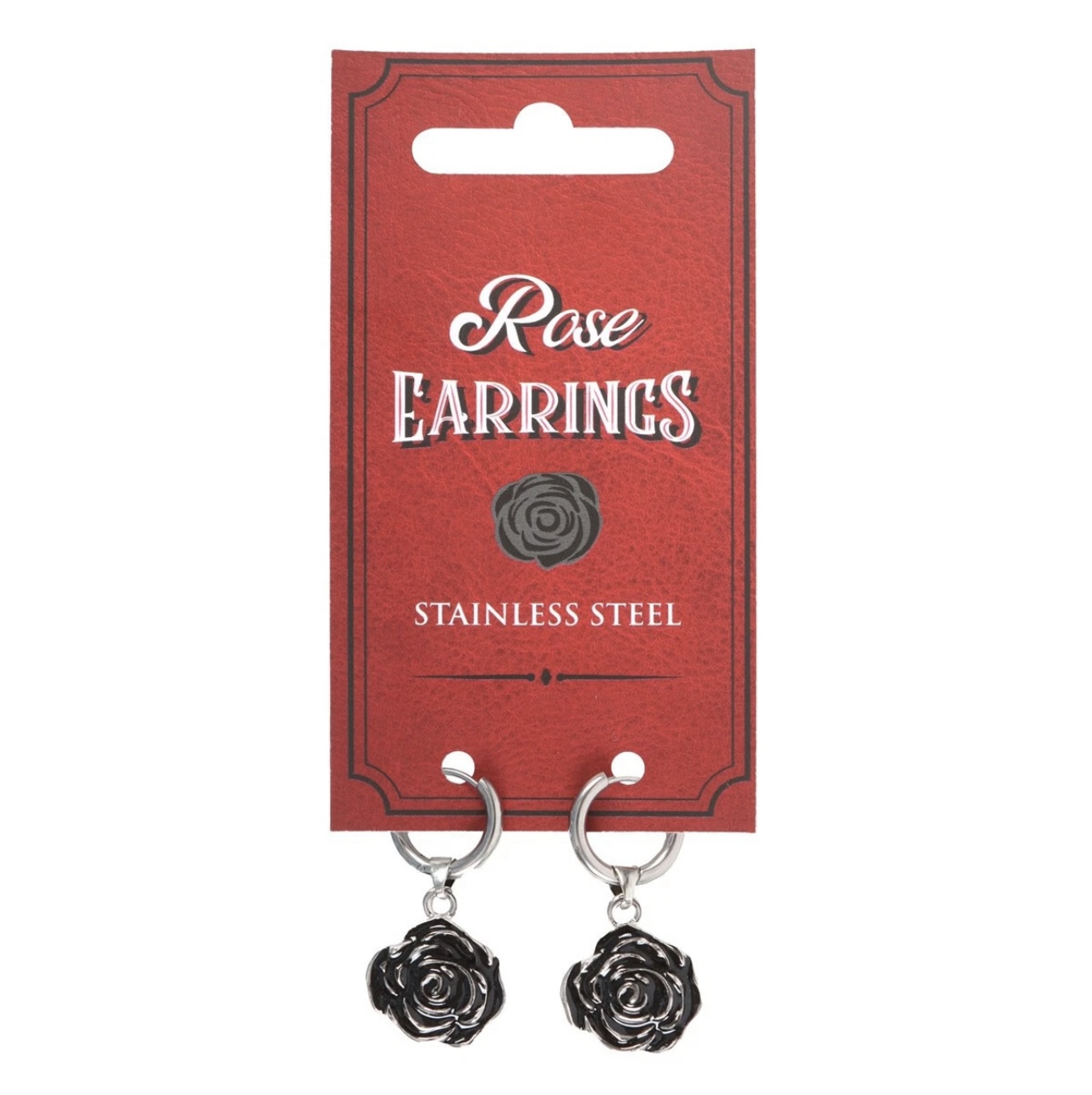 Stainless Steel Dangle Rose Drop Earrings - Image 2