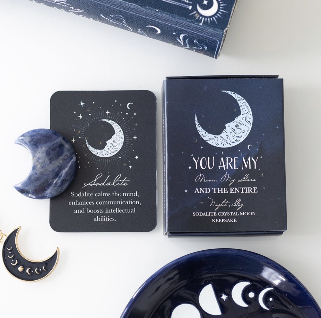 Sodalite Crystal Moon Keepsake Stone In A Box