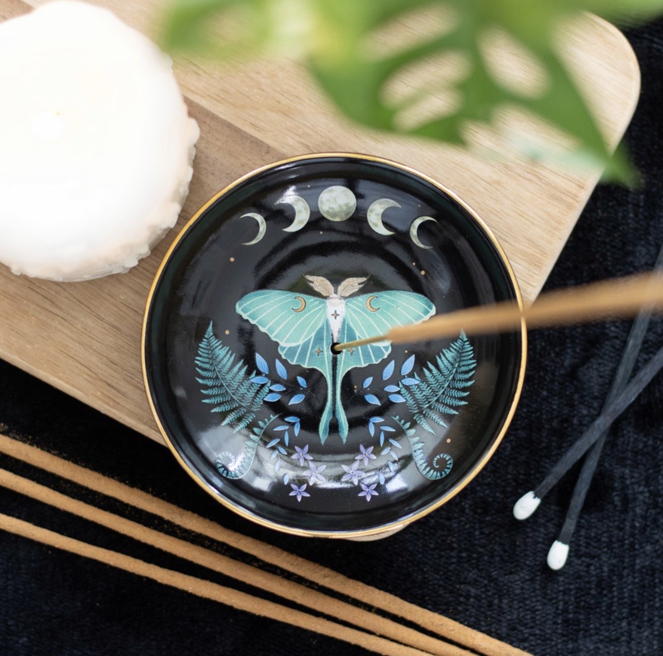 Luna Moth Ceramic Incense Plate Holder