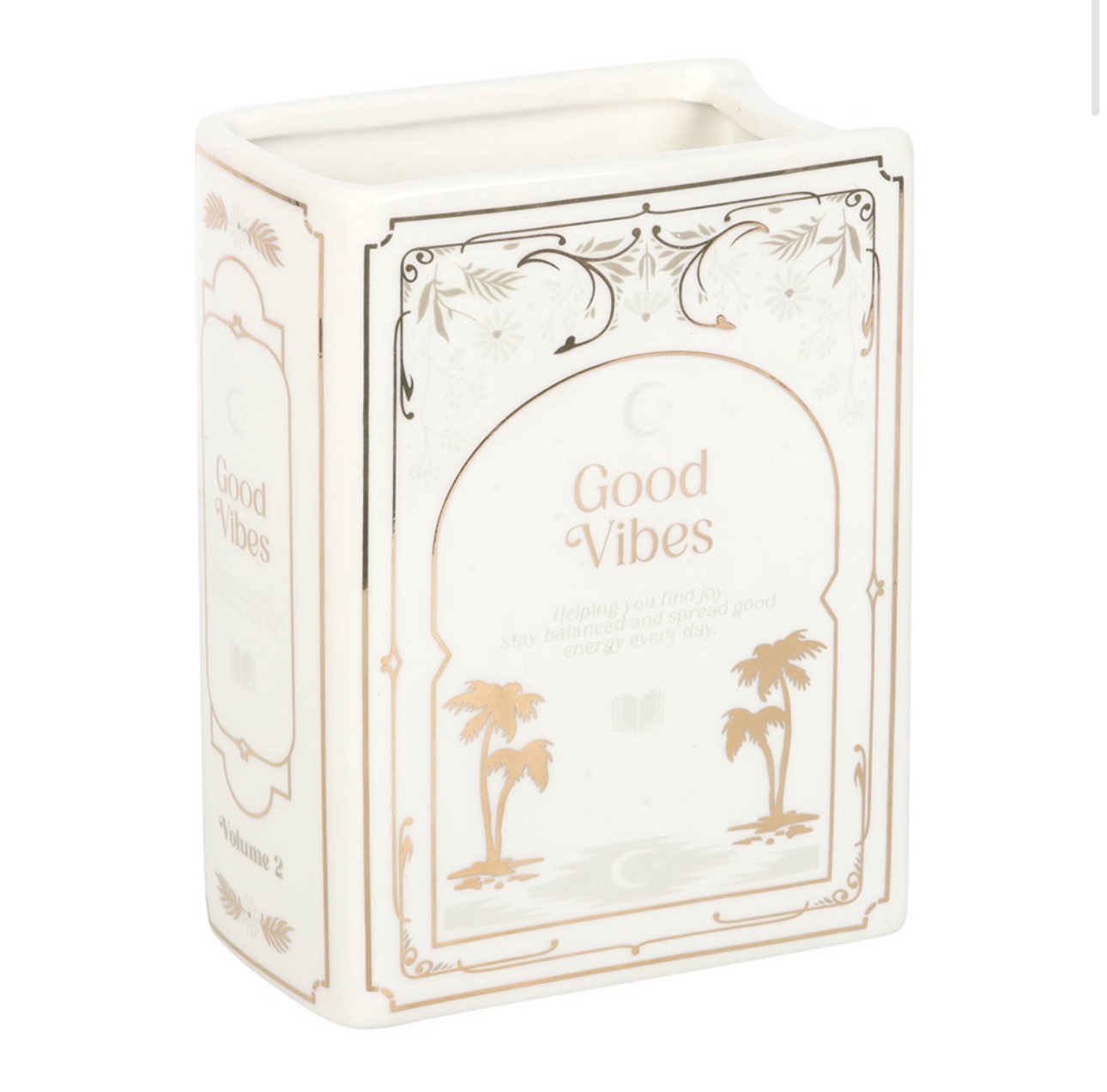 White Book Shaped Vase Book Lover Gift - Image 2