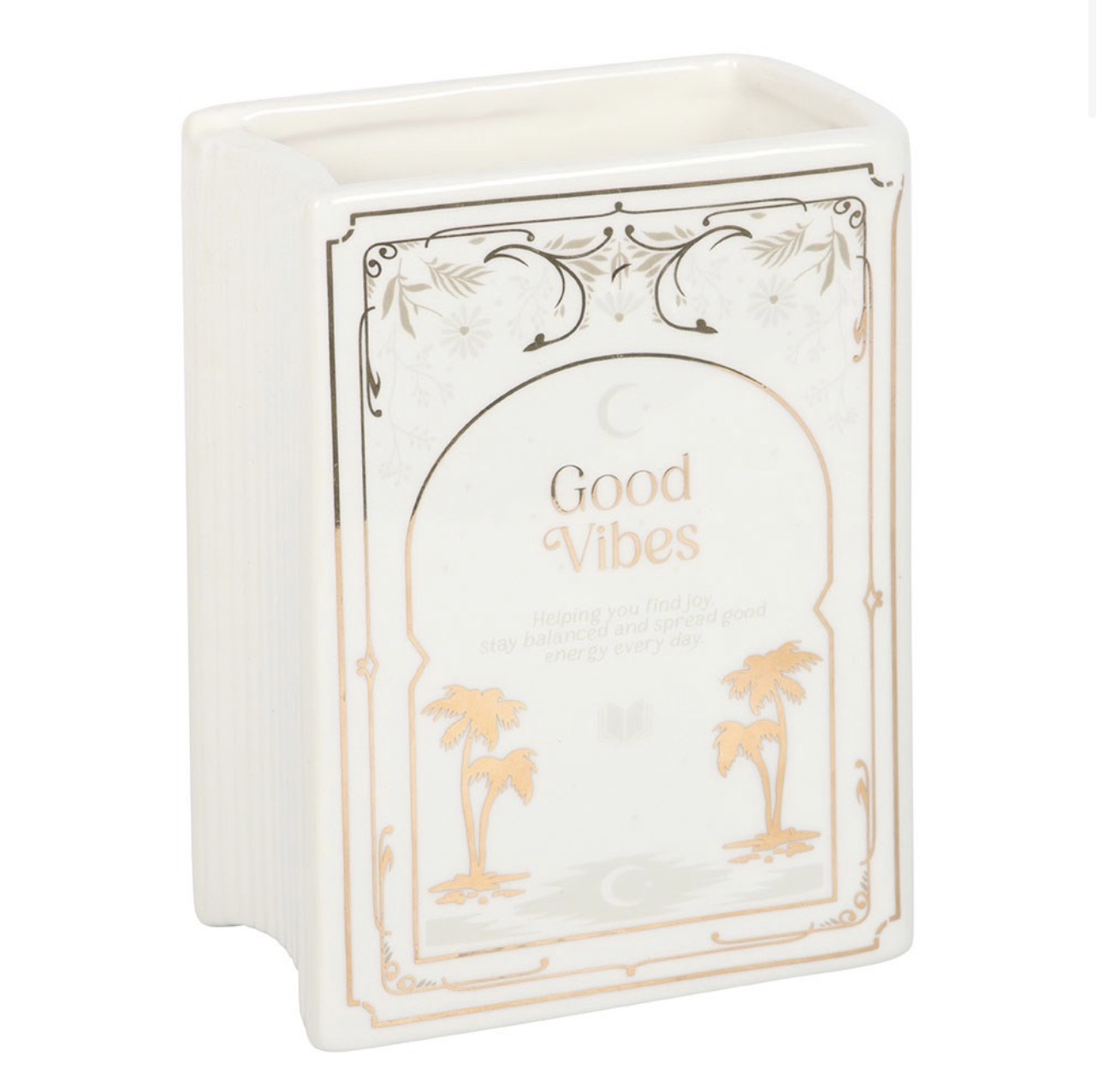 White Book Shaped Vase Book Lover Gift - Image 3