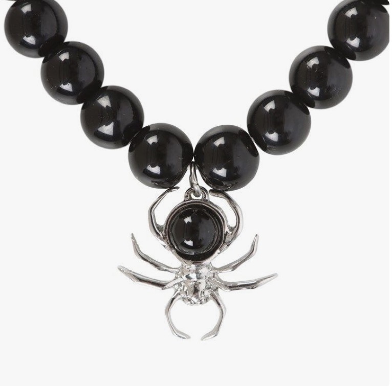 Elegant Spider Black Obsidian Beaded Bracelet – Stainless Steel Accent - Image 2