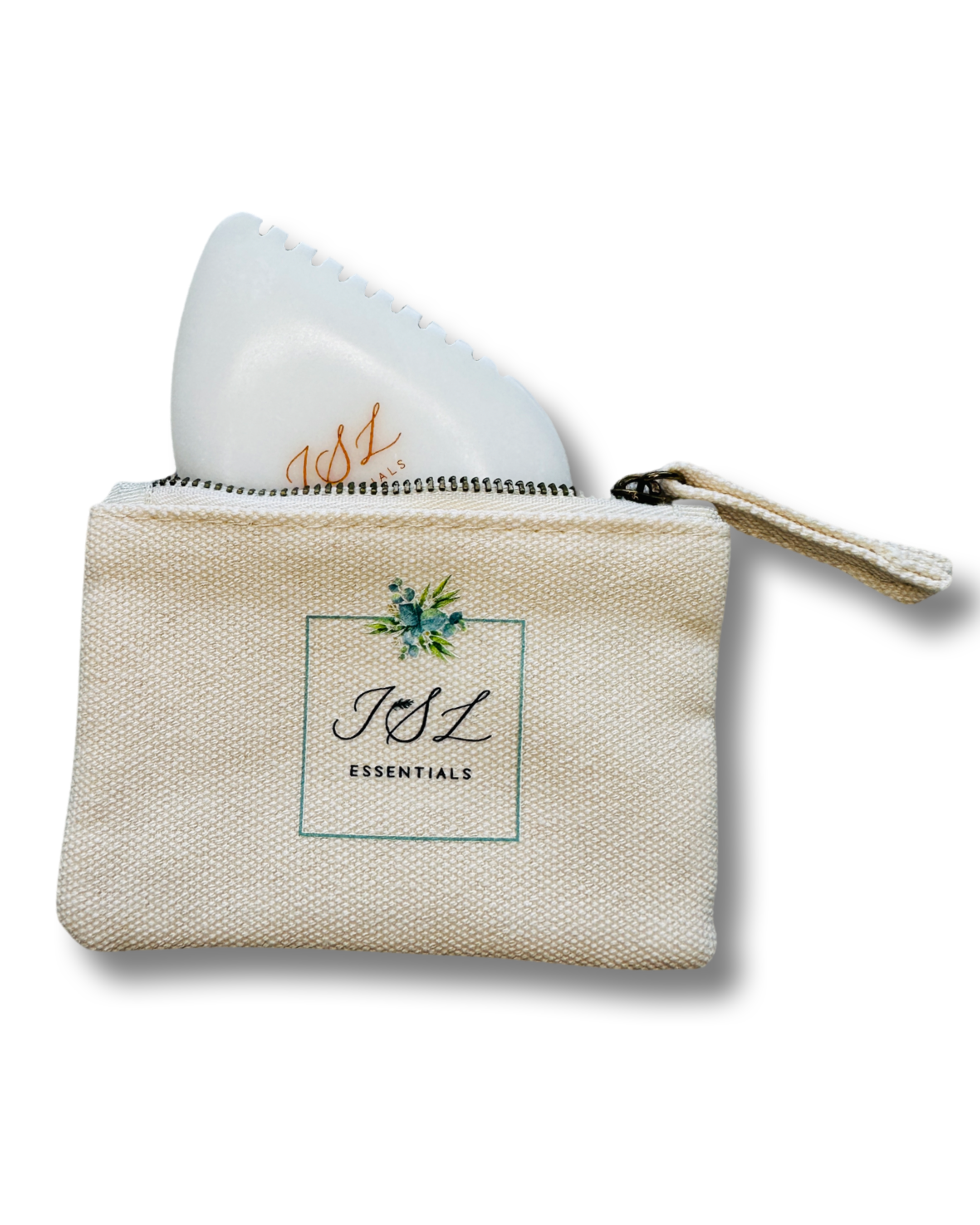 White Jade Gua Sha & Storage Pouch - Image 2