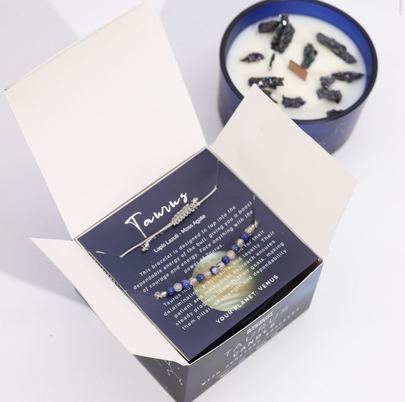Zodiac Crystal Candle with Gemstone Bracelet - Taurus - Image 3