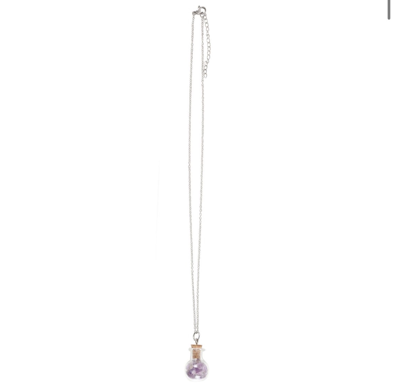 Calming Amethyst Crystal Chip Potion Bottle Necklace - Image 4