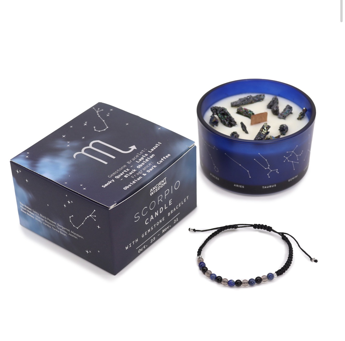 Zodiac Crystal Candle with Gemstone Bracelet - Scorpio - Image 2