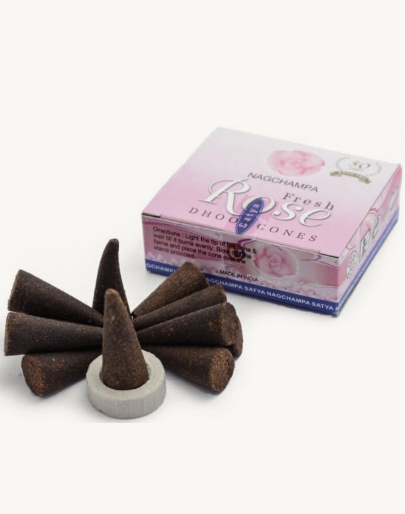Fresh Rose Dhoop Incense Cones | Fragrance for Meditation, Relaxation & Spiritual Practice