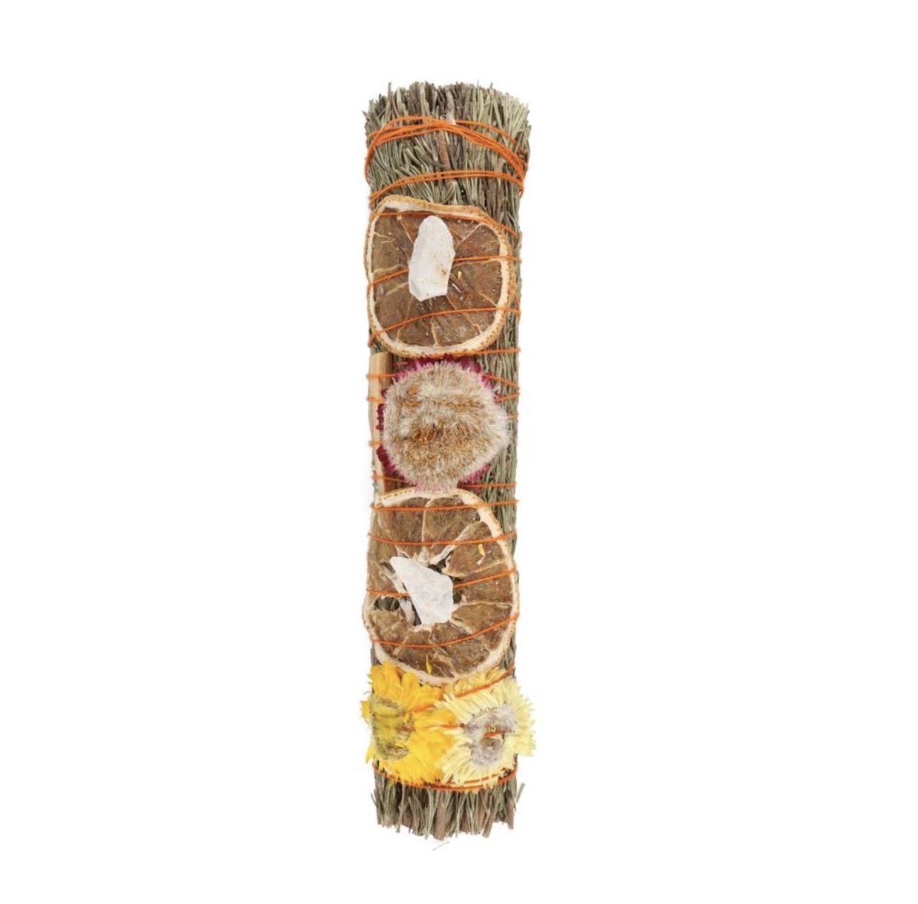 9in Ritual Wand Smudge Stick With Rosemary, Palo Santo And Quartz - Image 2
