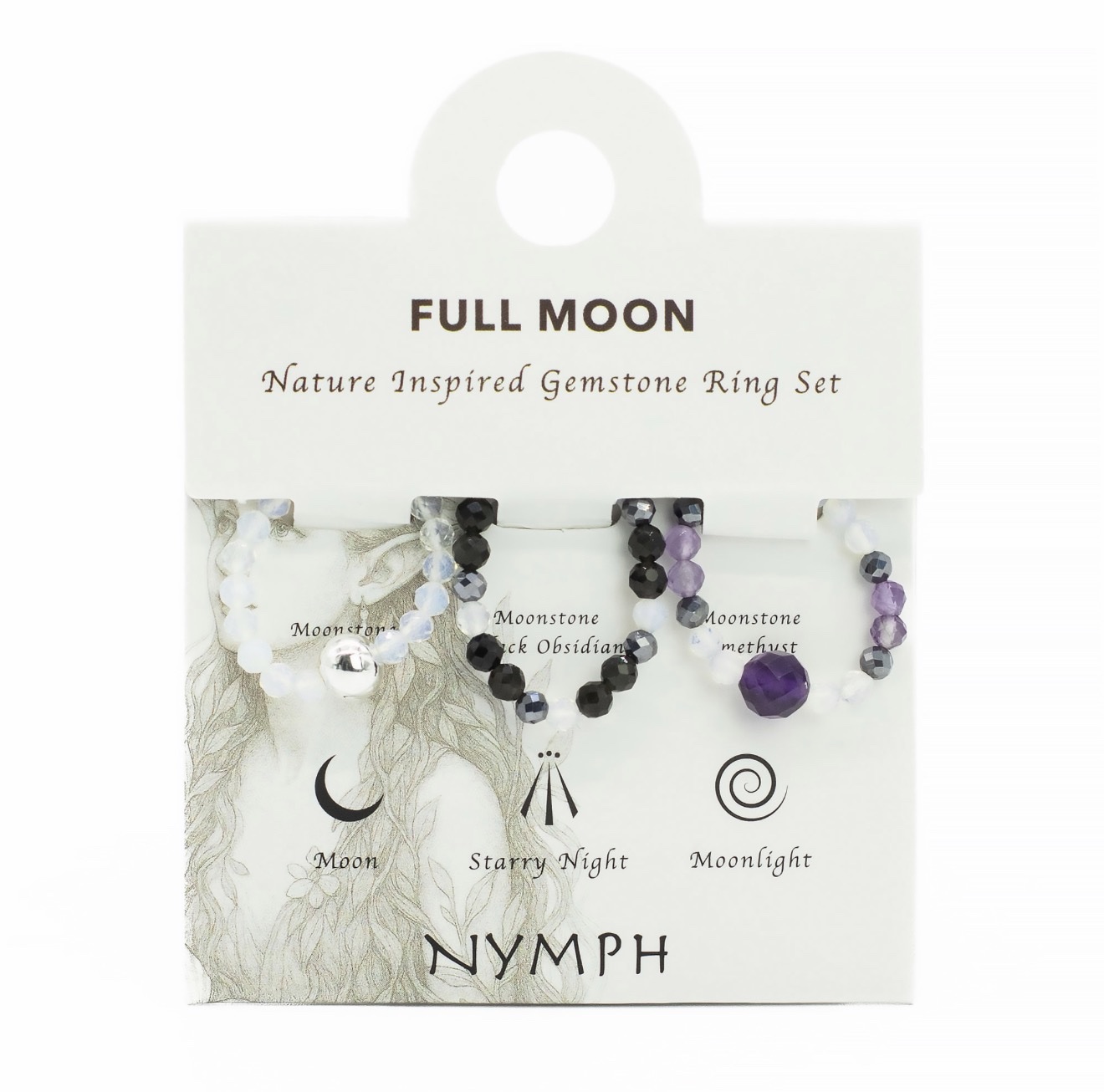 Nymph Spirit Gemstone Ring Set - Full Moon