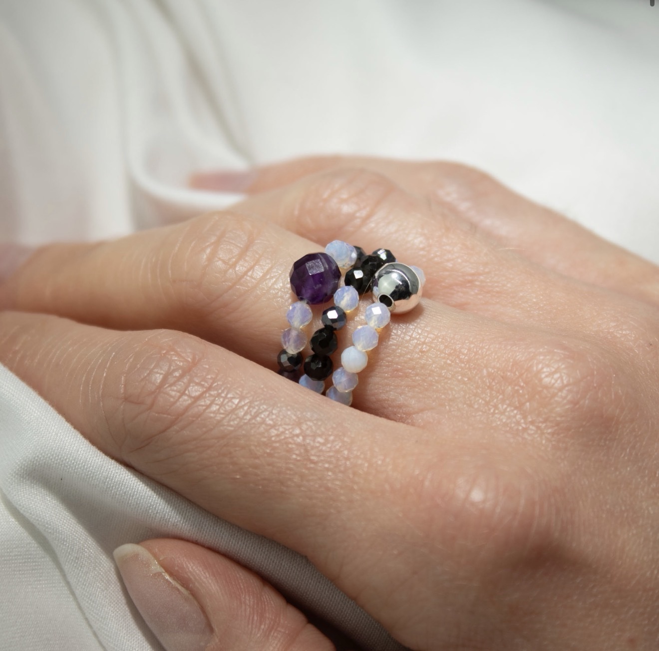 Nymph Spirit Gemstone Ring Set - Full Moon - Image 3