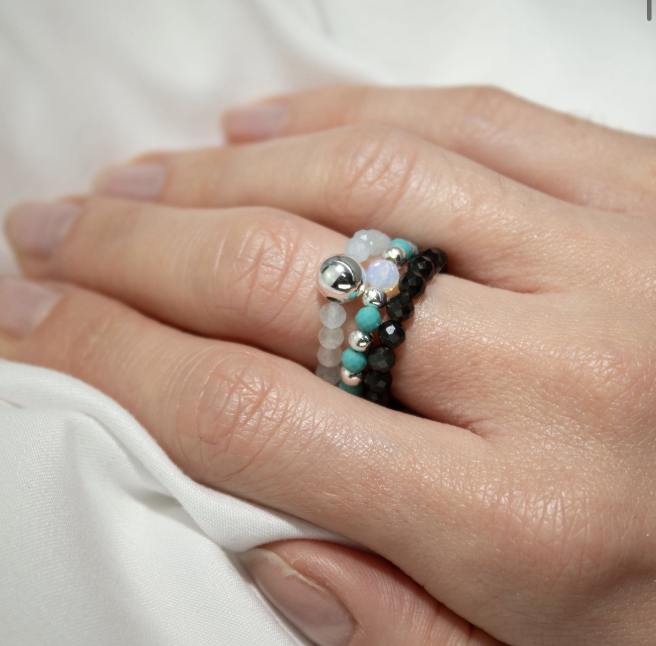 Nymph Spirit Gemstone Ring Set - Endless Ocean - Image 3