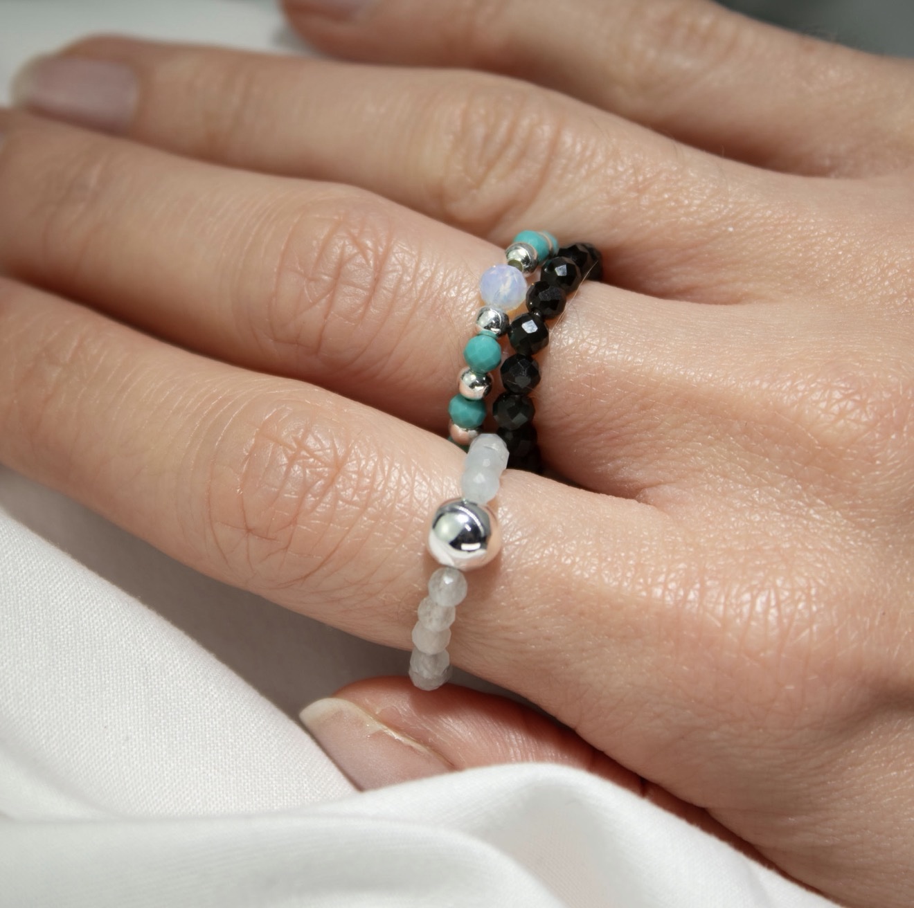 Nymph Spirit Gemstone Ring Set - Endless Ocean - Image 4