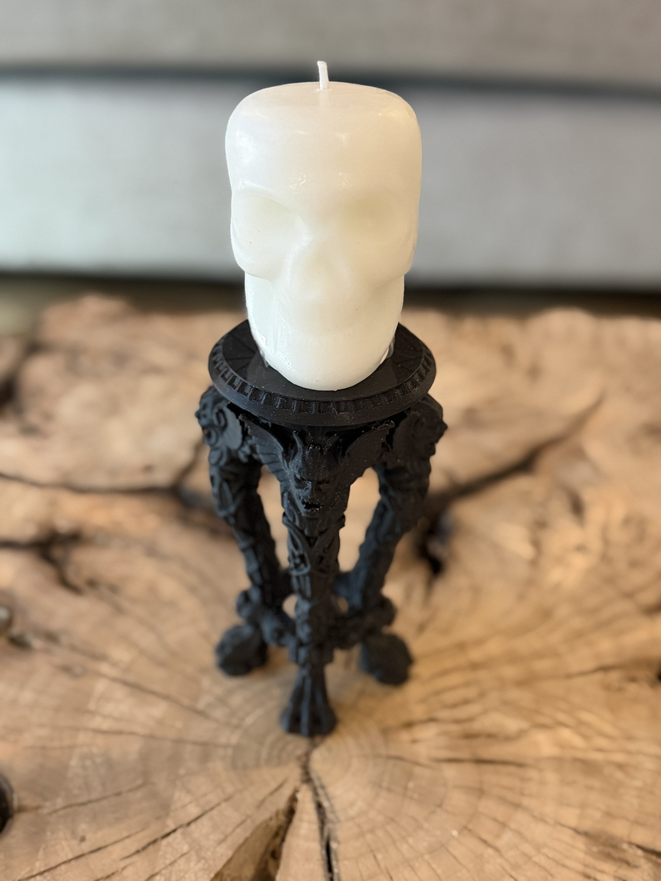 Gothic Gargoyle Pillar Candle Stand Holder - Image 5